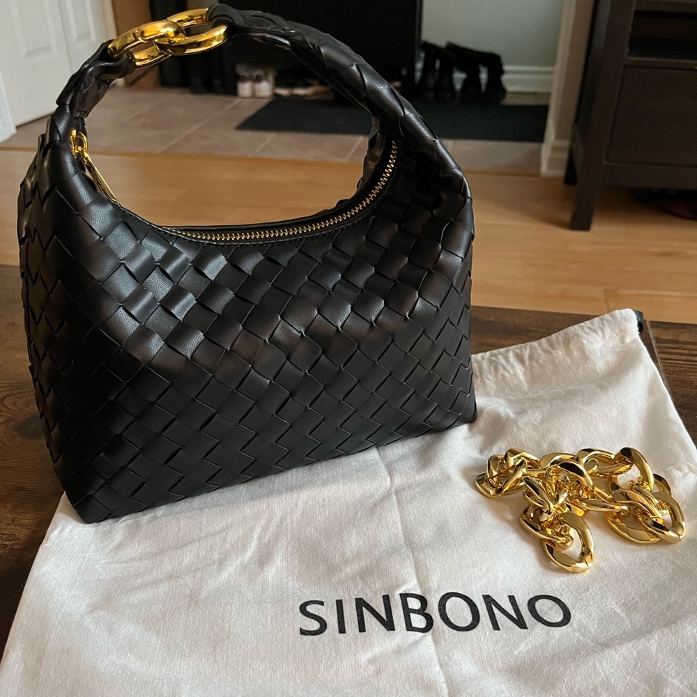 Sinbono Medium Vienna Top Handle Crossbody Bag - Black Woven